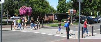 School crosswalk with students crossing